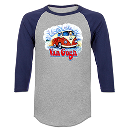 Sports Grey/Navy Van Gogh Raglan 3/4 Sleeve T-Shirts 