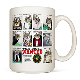 White Most Wanted Squirrels Coffee Mugs 