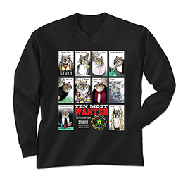 Black Most Wanted Squirrels Long Sleeve Tees 