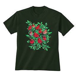 Forest Green Cardinals and Holly T-Shirts 