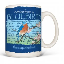 White Advice Bluebird Mugs 