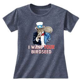 Heather Navy Uncle Sam Squirrel Ladies T-Shirts 