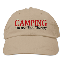 Khaki Camping Therapy Embroidered Hats 