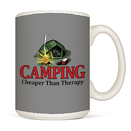 White Camping Therapy Coffee Mugs 