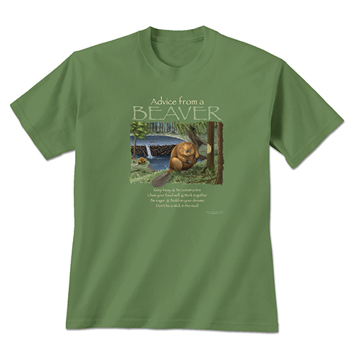 Advice from Beaver Green T-Shirt | Earth Sun Moon