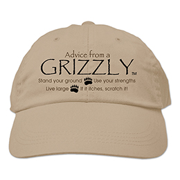 Khaki Advice Grizzly Embroidered Hats 