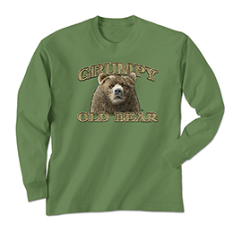 Military Green Grumpy Old Bear Long Sleeve Tees 