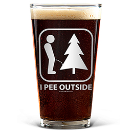 Clear I Pee Outside Pint Glass - Color Printed 