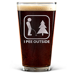 Clear I Pee Outside Engraved Pint Glass 