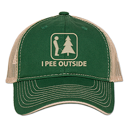 Dark Green/Khaki I Pee Outside Embroidered Trucker Hat 