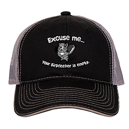 Black/Charcoal Excuse Me Squirrel Embroidered Trucker Hat 