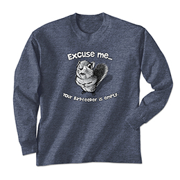 Heather Navy Excuse Me Squirrel Long Sleeve Tees 