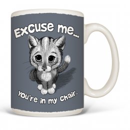 White Excuse Me Cat Mugs 