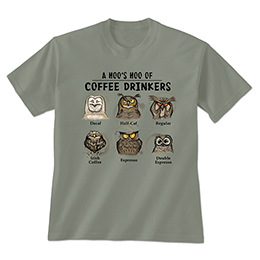 Stonewashed Green Hoo's Hoo of Coffee Drinkers T-Shirts 