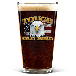 Clear Patriotic Tough Old Bird Pint Glass - Color Printed 