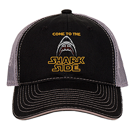 Black-Charcoal Shark Side Embroidered Trucker Hat 