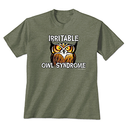 Heather Military Green Irritable Owl Syndrome T-Shirts 