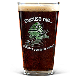 Clear Excuse Me Fish Pint Glass - Color Printed 