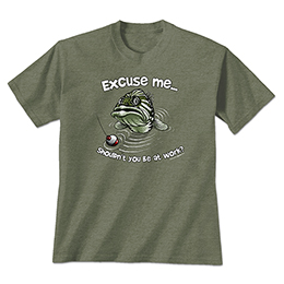 Heather Military Green Excuse Me Fish T-Shirts 