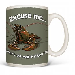 White Excuse Me Lobster Mugs 