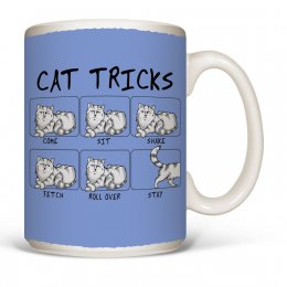 White Cat Tricks Mugs 