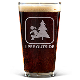 Clear I Pee Outside (Ladies Version) Engraved Pint Glass 