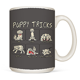 White Puppy Tricks Mugs 