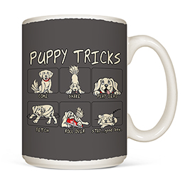 White Puppy Tricks Coffee Mugs 