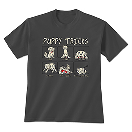 Charcoal Puppy Tricks T-Shirts 