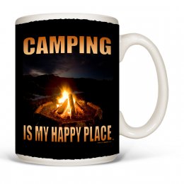 White Camping Happy Place Mugs 