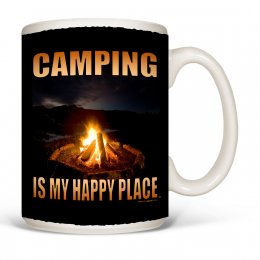 White Camping Happy Place Coffee Mugs 