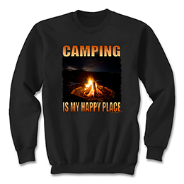 Black Camping Happy Place Sweatshirts 