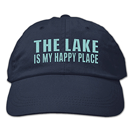 Navy Blue Lake Happy Place Embroidered Hats 