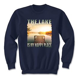 Navy Blue Lake Happy Place Sweatshirts 