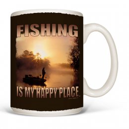 White Fishing Happy Place Coffee Mugs 