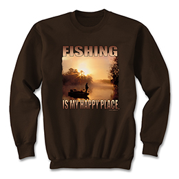 Dark Chocolate Fishing Happy Place Sweatshirts 