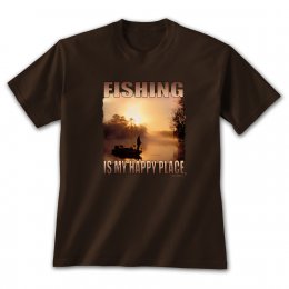 Dark Chocolate Fishing Happy Place T-Shirts 
