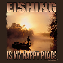 Dark Chocolate Fishing Happy Place T-Shirt 