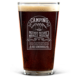 Clear Camping Cure Engraved Pint Glass 