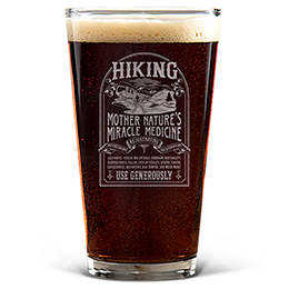 Clear Hiking Cure Engraved Pint Glass 