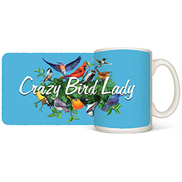 White Crazy Bird Lady Mugs 
