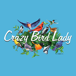 Aquatic Blue Crazy Bird Lady T-Shirt 