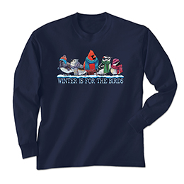 Navy Winter Is For The Birds Long Sleeve Tees 