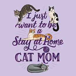 Lavender Stay At Home Cat Mom T-Shirt 