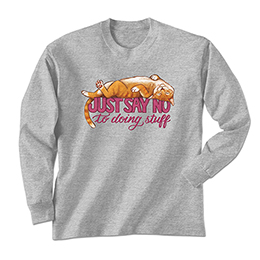 Sports Grey Just Say No Long Sleeve Tees 