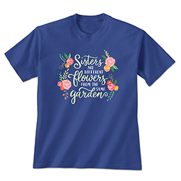 Royal Blue Sister Flowers T-Shirts 