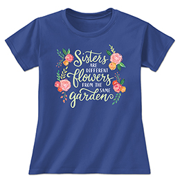 Royal Blue Sister Flowers Ladies T-Shirts 