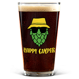 Clear Hoppy Camper Pint Glass - Color Printed 