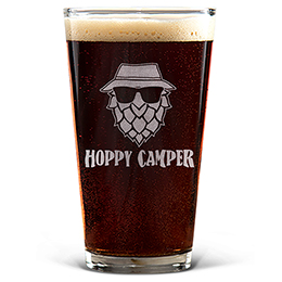 Clear Hoppy Camper Engraved Pint Glass 