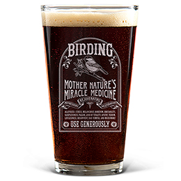 Clear Birding Cure Engraved Pint Glass 